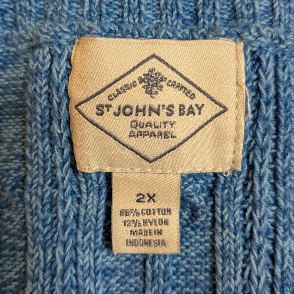 St. John's Bay 2X V-neck Classic Cable Sweater NWT - Picture 2 of 3